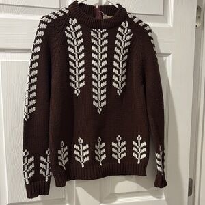 Vintage Brown and White Patterned Sweater